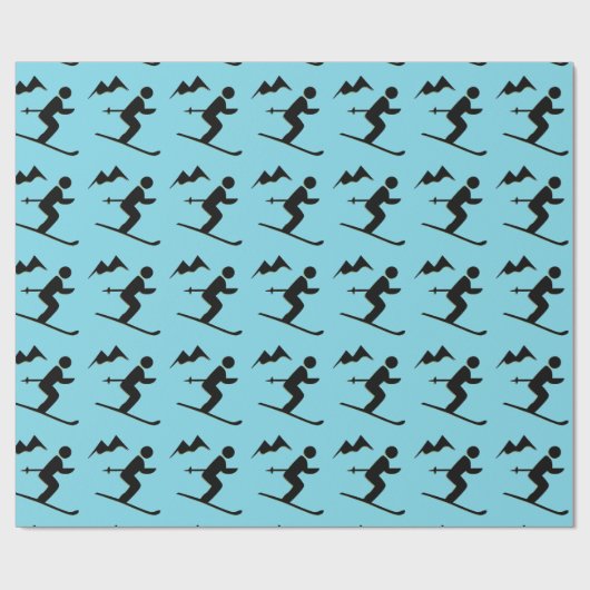 Skiing Design Wrapping Paper Geschenkpapier (Flach)