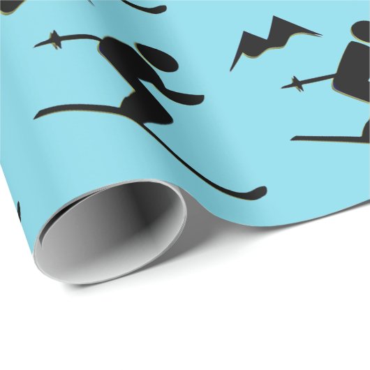 Skiing Design Wrapping Paper Geschenkpapier (Rolleneckpunkt)