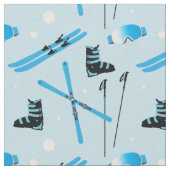 Skiing Equipment Skis Boots and Poles Pattern Stoff (Nahaufnahme)