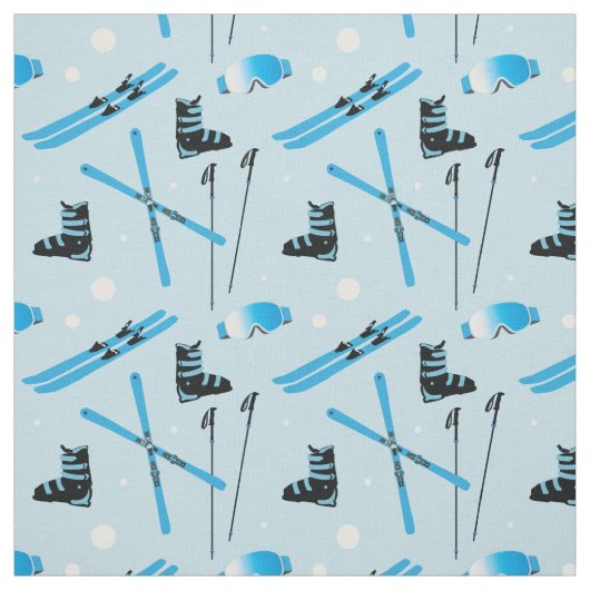 Skiing Equipment Skis Boots and Poles Pattern Stoff (Muster)