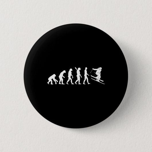 Skiing Evolution Funny Skier Freestyle Ski Winter  Button (Vorderseite)