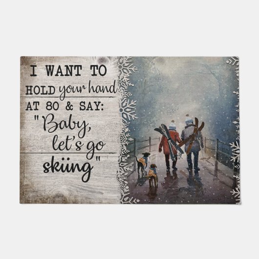 Skiing Family Doormat, Snow Ski Snowboard Fußmatte (Vorderseite)