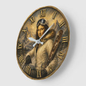 Skiing Funny Mona Lisa Skier Gift Große Wanduhr (Winkel)