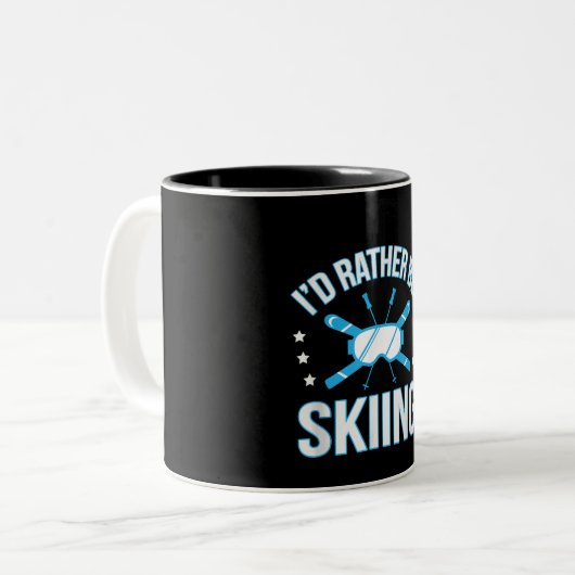 Skiing-Geschenk | Ich würde lieber Skifahren Zweifarbige Tasse (Vorderseite Links)