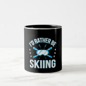 Skiing-Geschenk | Ich würde lieber Skifahren Zweifarbige Tasse (Mittel)