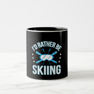 Skiing-Geschenk   Ich würde lieber Skifahren Zweifarbige Tasse