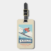 Skiing glaubt Retro Print Gepäckanhänger (Vorderseite vertikal)