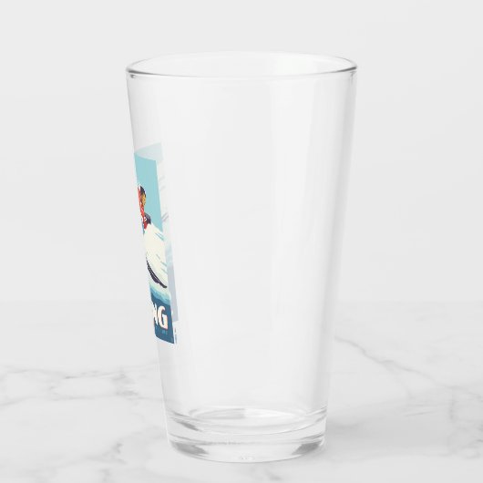 Skiing glaubt Retro Print Glas (Links)