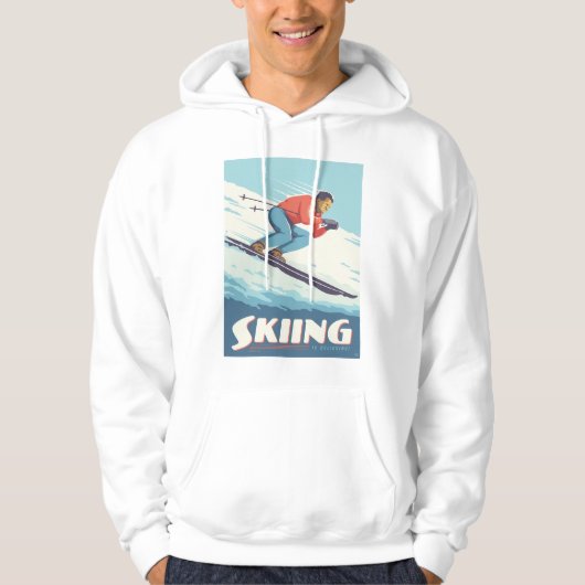 Skiing glaubt Retro Print Hoodie (Vorderseite)