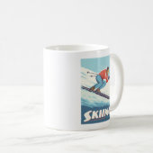 Skiing glaubt Retro Print Kaffeetasse (VorderseiteRechts)