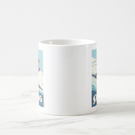 Skiing glaubt Retro Print Kaffeetasse (Mittel)