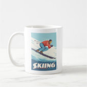 Skiing glaubt Retro Print Kaffeetasse (Links)