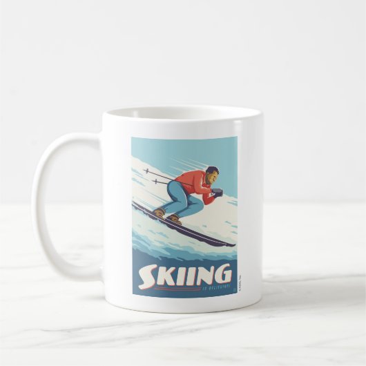 Skiing glaubt Retro Print Kaffeetasse (Links)