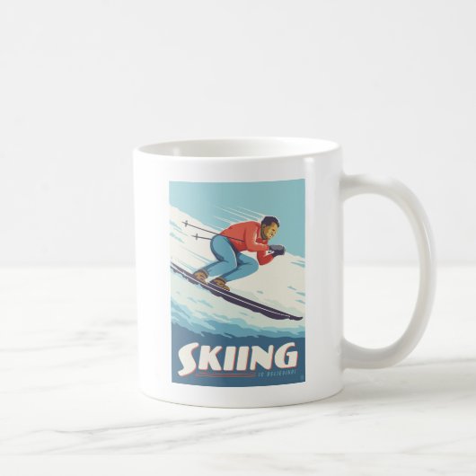 Skiing glaubt Retro Print Kaffeetasse (Rechts)