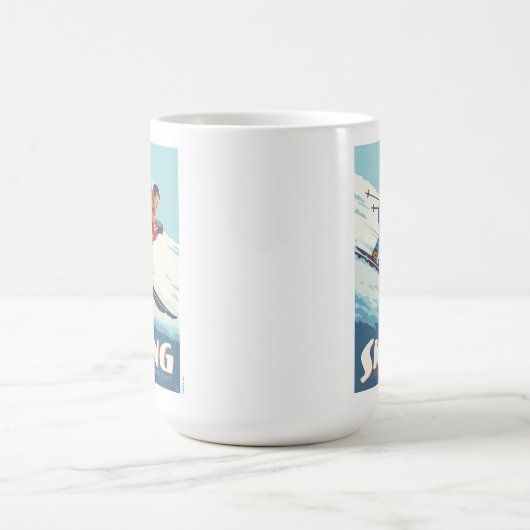 Skiing glaubt Retro Print Kaffeetasse (Mittel)