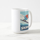 Skiing glaubt Retro Print Kaffeetasse (VorderseiteRechts)