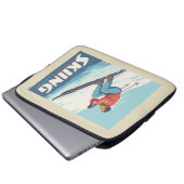 Skiing glaubt Retro Print Laptopschutzhülle (Vorne Knopf)