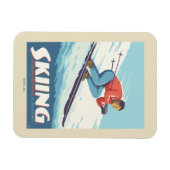 Skiing glaubt Retro Print Magnet (Horizontal)
