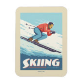Skiing glaubt Retro Print Magnet (Vertikal)