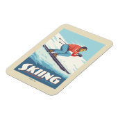 Skiing glaubt Retro Print Magnet (Linke Seite)