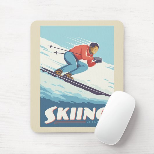 Skiing glaubt Retro Print Mousepad (Mit Mouse)
