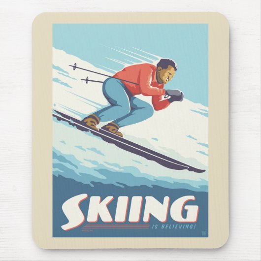 Skiing glaubt Retro Print Mousepad (Vorne)