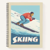 Skiing glaubt Retro Print Notizblock (Vorderseite)