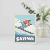 Skiing glaubt Retro Print Postkarte (Stehend Vorderseite)