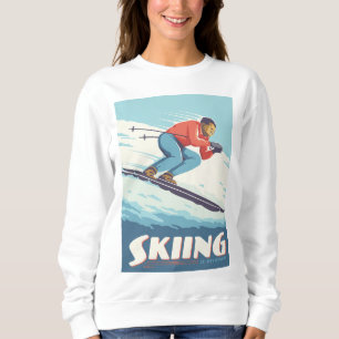 Skiing glaubt Retro Print Sweatshirt