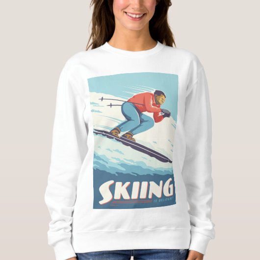 Skiing glaubt Retro Print Sweatshirt (Vorderseite)
