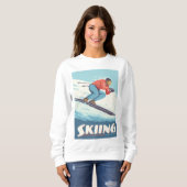 Skiing glaubt Retro Print Sweatshirt (Vorne ganz)