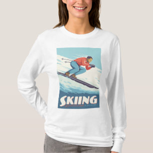 Skiing glaubt Retro Print T-Shirt