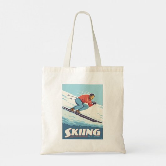 Skiing glaubt Retro Print Tragetasche (Rückseite)