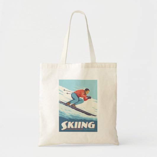 Skiing glaubt Retro Print Tragetasche (Vorne)