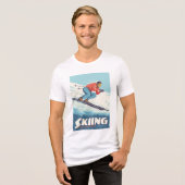 Skiing glaubt Retro Print Tri-Blend Shirt (Vorderseite voll)