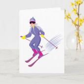 Skiing Grußkarten Karte (Gelbe Blume)