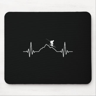 Skiing Heartbeat Ski Gift For Skiers _2  Mousepad