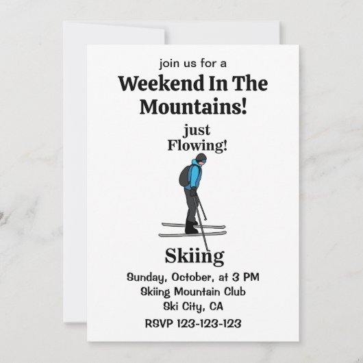 Skiing Just Flowing Skier Party Einladung (Vorderseite)