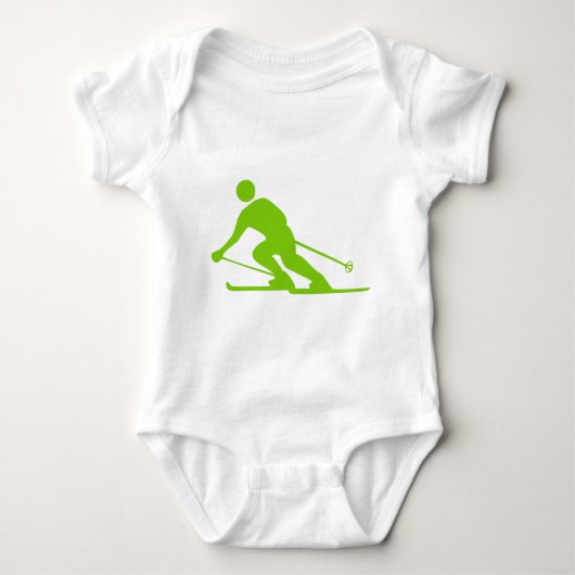 Skiing - Martian Green Baby Strampler (Vorderseite)