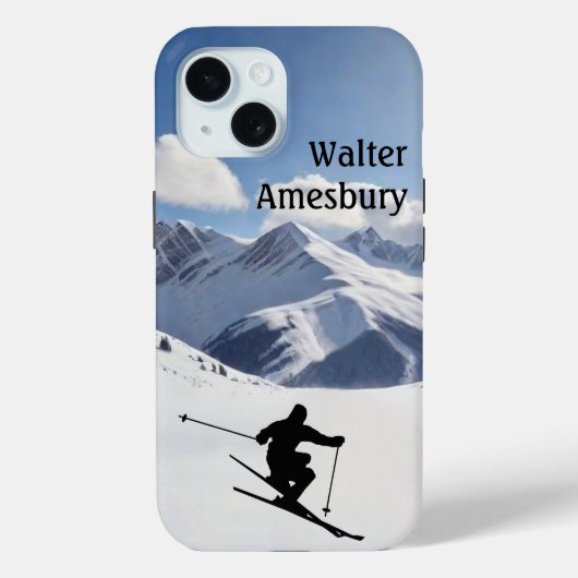 Skiing Mountain Scene personalize Case-Mate iPhone Hülle (Rückseite)