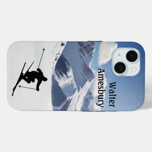 Skiing Mountain Scene personalize Case-Mate iPhone Hülle (Rückseite (Horizontal))