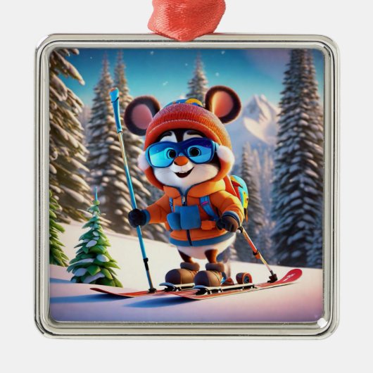Skiing Mouse Weihnachtsschmuck (Vorne)