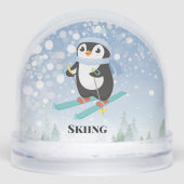 Skiing Penguin Sport Design Snow Globe Schneekugeln (Vorderseite)