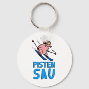 skiing pig schlüsselanhänger