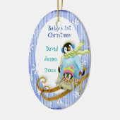 Skiing Pinguin Baby's 1. Weihnachtsdekoration Keramikornament (Links)