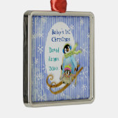Skiing Pinguin Baby's 1. Weihnachtsdekoration Silbernes Ornament (Rechts)