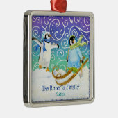 Skiing Pinguin Baby's 1. Weihnachtsdekoration Silbernes Ornament (Rechts)