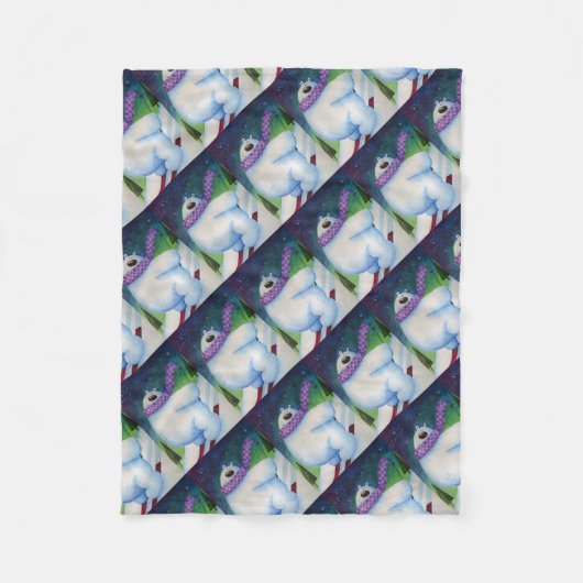 Skiing Polar Bear Fleecedecke (Vorderseite)