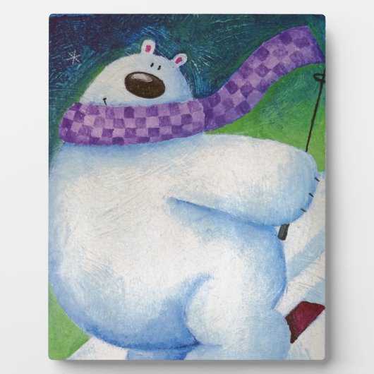 Skiing Polar Bear Fotoplatte (Vorderseite)