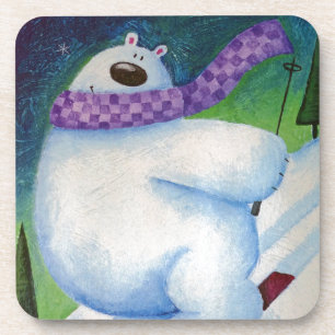Skiing Polar Bear Getränkeuntersetzer